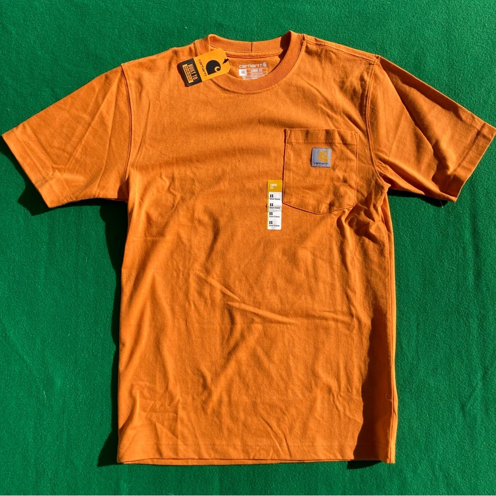 NWT Carhartt orange pocket tee mens XS